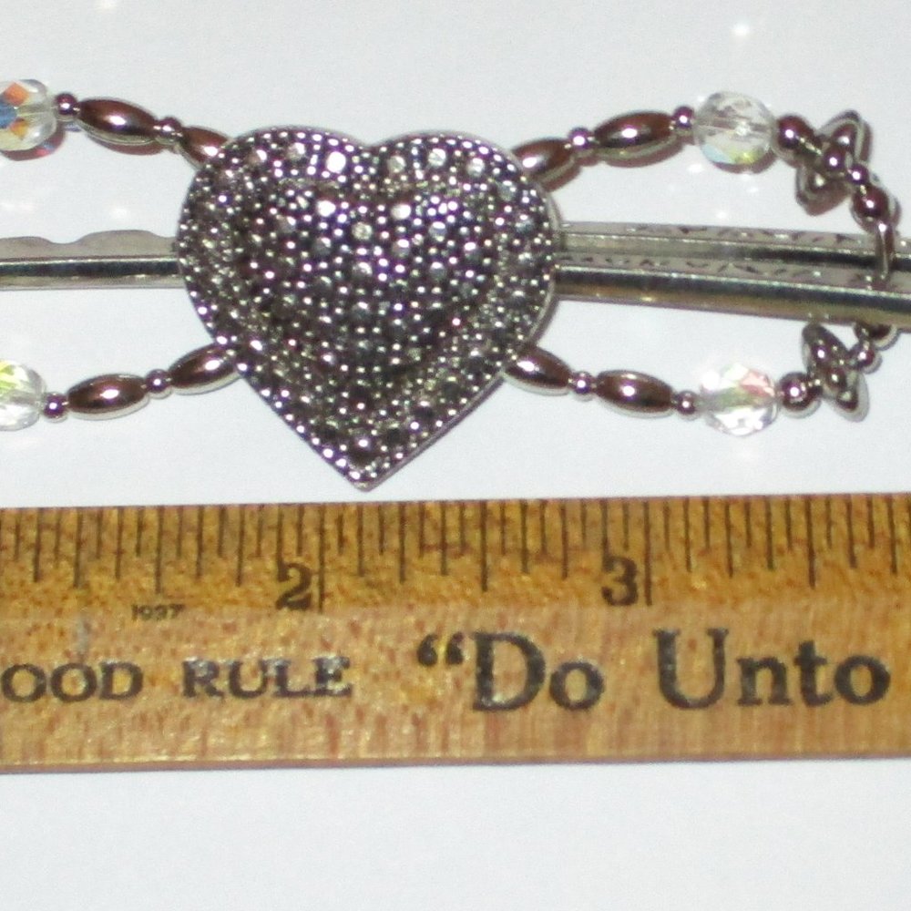 Heart Hair Styling Clip Barrette with Translucent Beads Lilla Rose Flexi 4 Inch